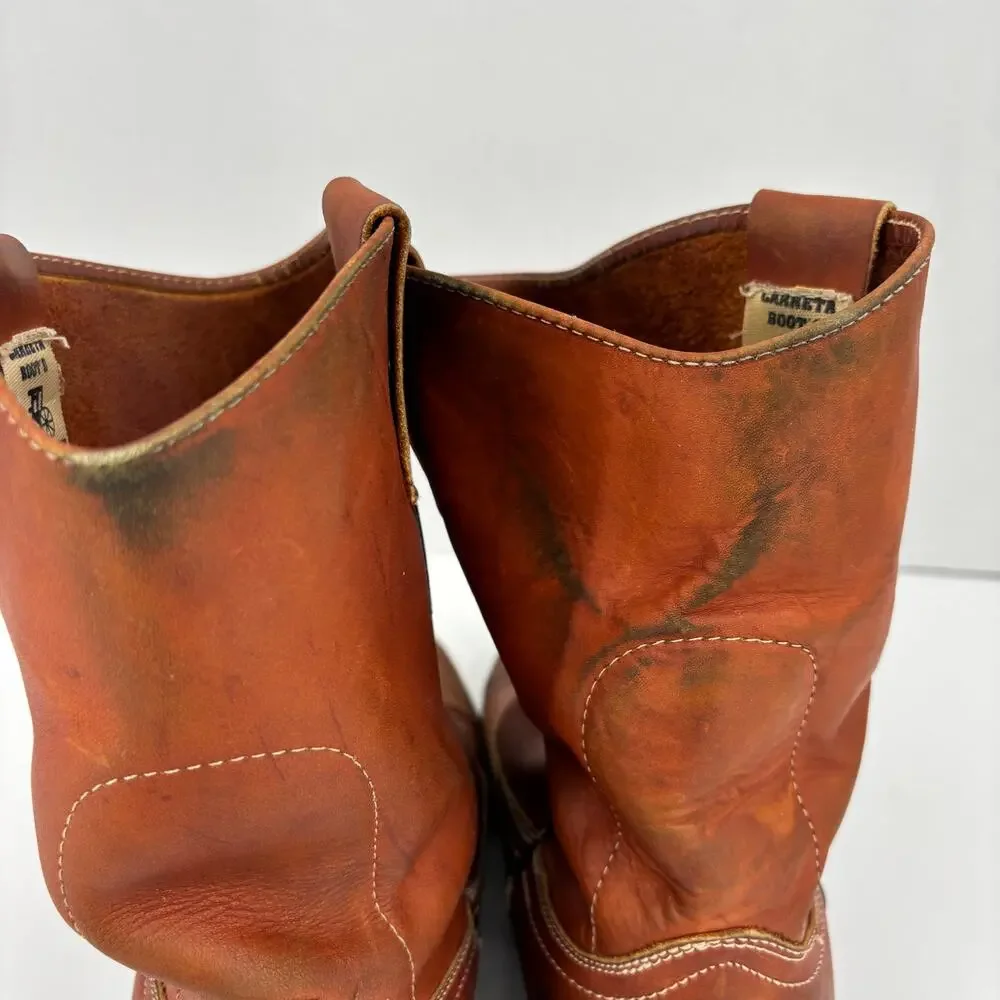 Caretta Leather Boots Brown Pull On Western Work Made in Mexico Mens Mex Size 28